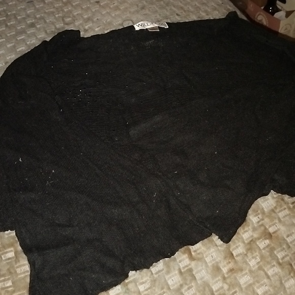 NWOT M Wildfox Bell Sleeved Sequined Cropped Wool Sweater - Picture 4 of 5